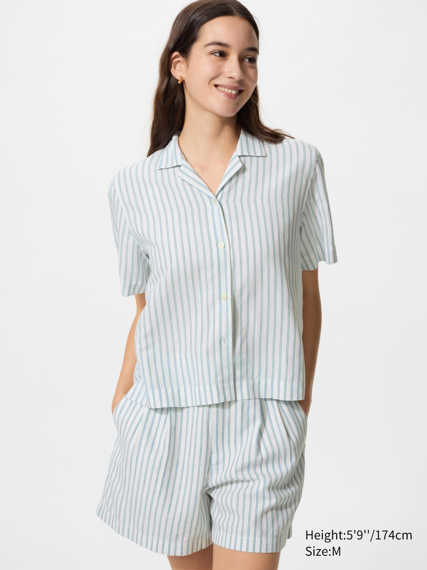 Linen Cotton Shorts Striped
