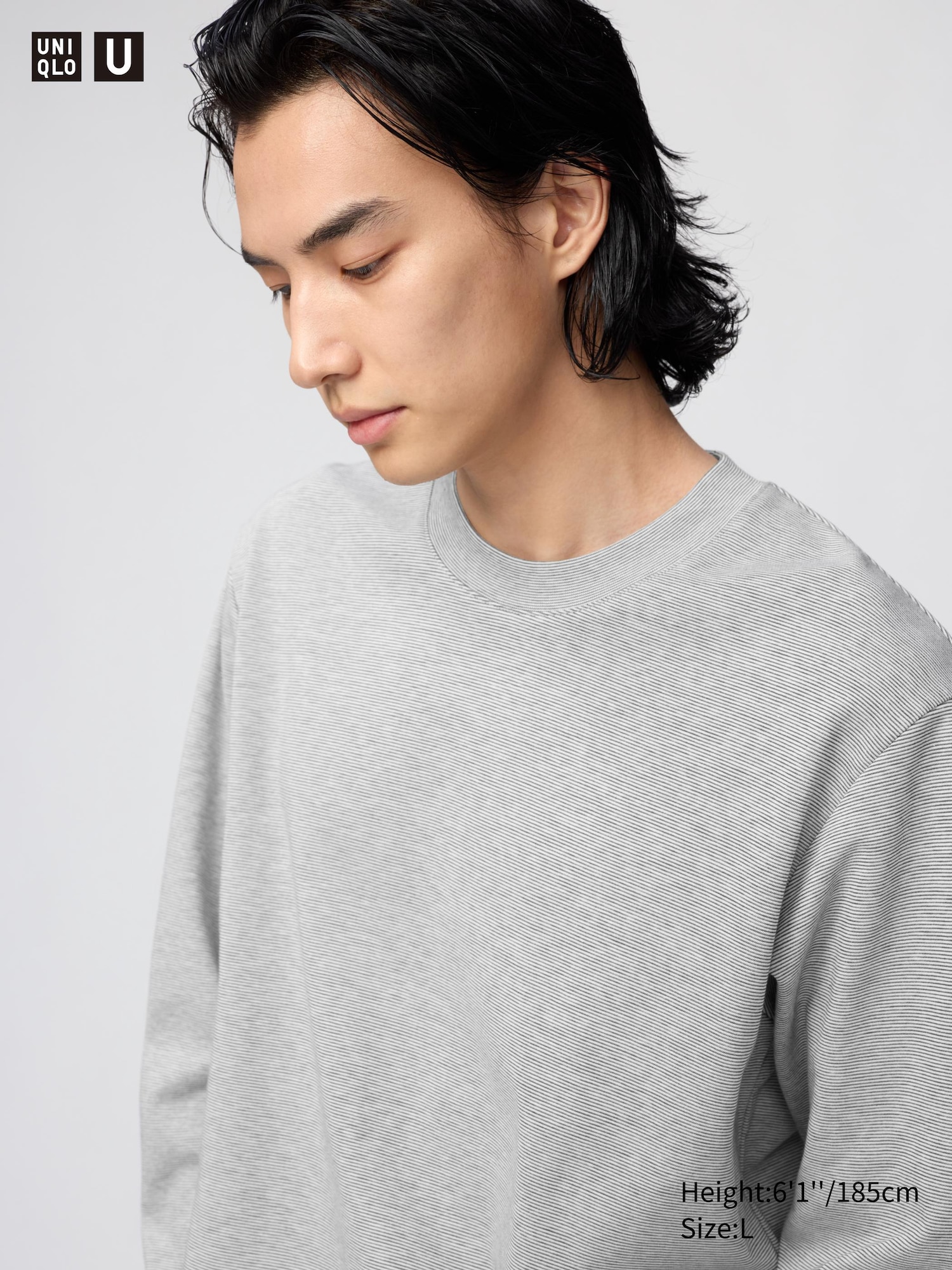 AIRism Cotton Striped T-Shirt Long Sleeve