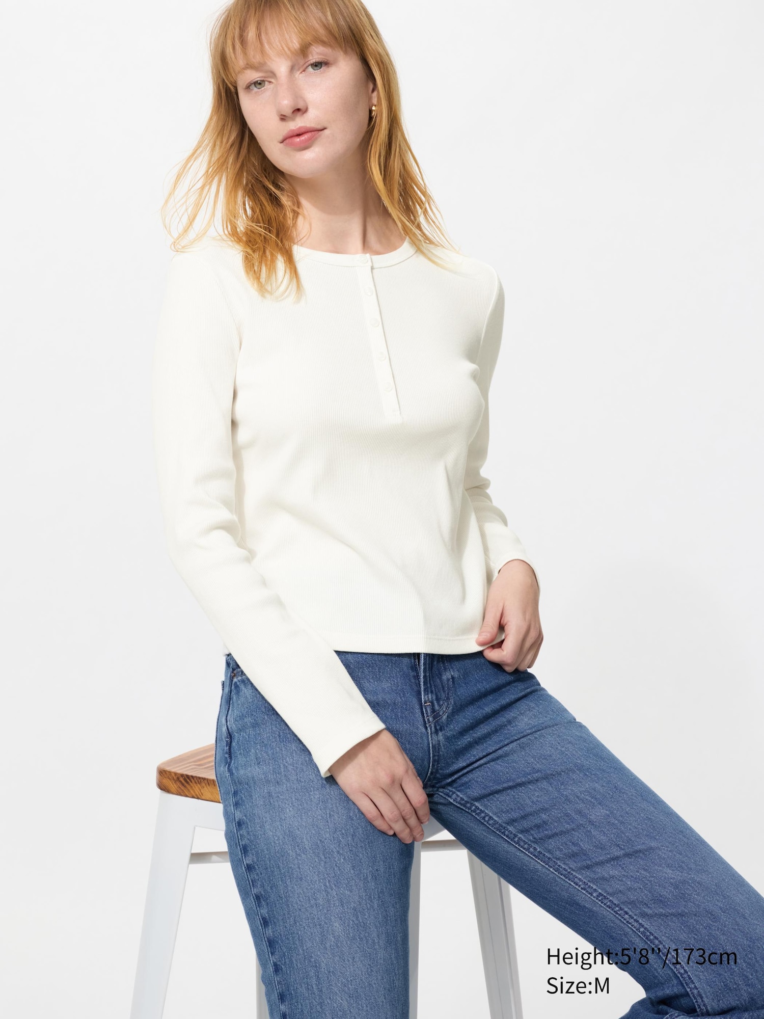 Ribbed Henley Neck T Long Sleeve
