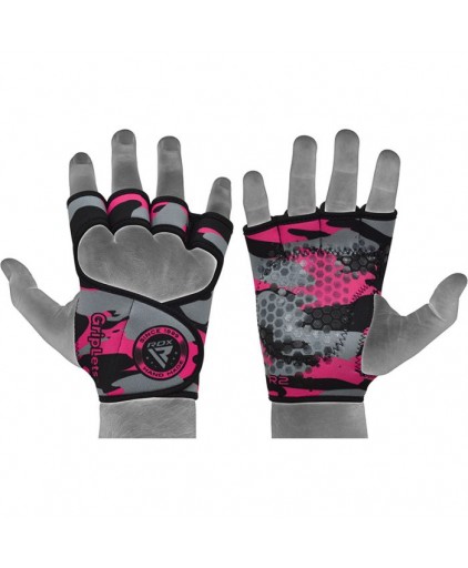 RDX R2 Weightlifting Grip w Short Strap in Pink