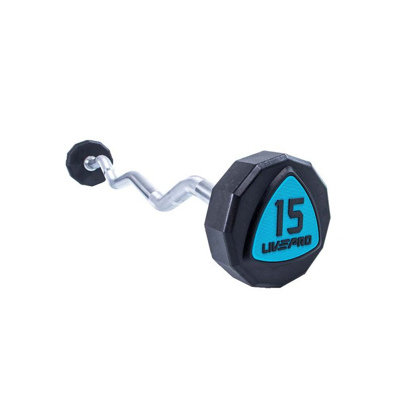 Premium Urethane 12-Sided Fixed EZ Curl Barbell Set (10 to 30Kg)